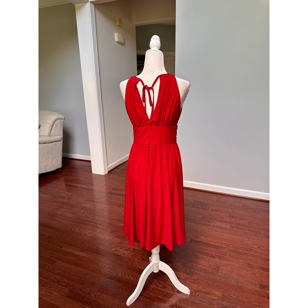 CB 1962 Formal Red Silver Beaded Embellished Waist Cocktail Dress - Picture 8 of 8